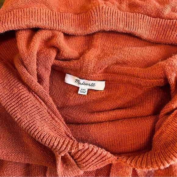 Madewell Clairview Hoodie Sweater Crop Sporty Short Textured Vintage Orange XXS - Picture 6 of 14